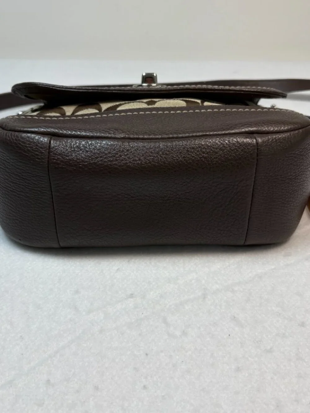 COACH Signature Jacquard Turnlock Flap Crossbody Bag Brown Boho Mini Y2K Preppy